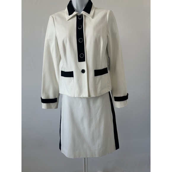 Worth Dresses & Skirts - NWT Worth NY, White Black Textured Skirt Suit, Sz: 4 Mod, Retro Aristocrat (b43)